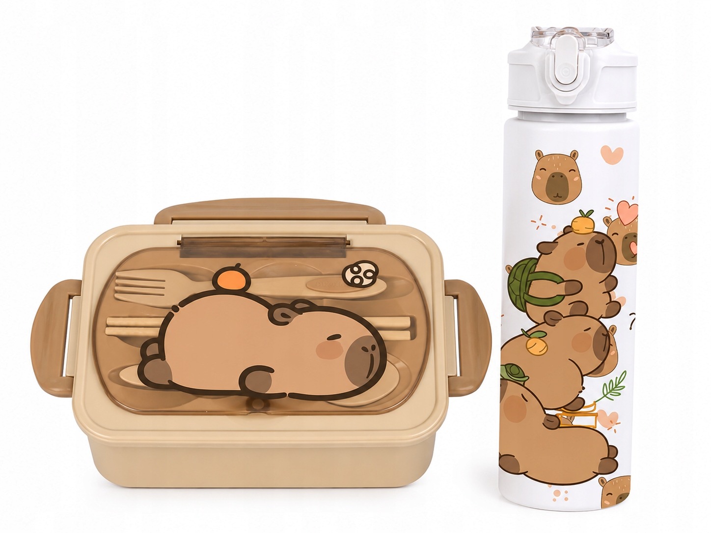 Sada Capybara 2 v 1 – Bento obedár + 750 ml fľaša na vodu