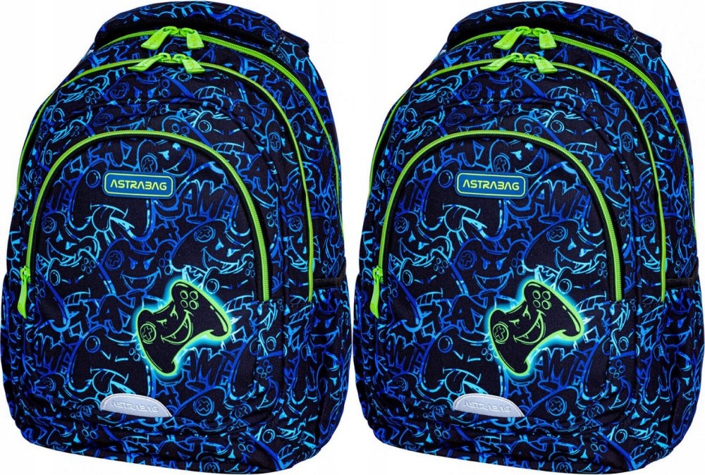 2x Študentský batoh Astra Astrabag Gaming AB330, trojkomorový, 20l
