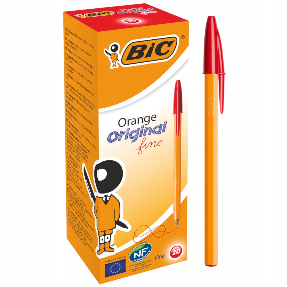 Bic Orange Original Fine Red Pen 20 ks.