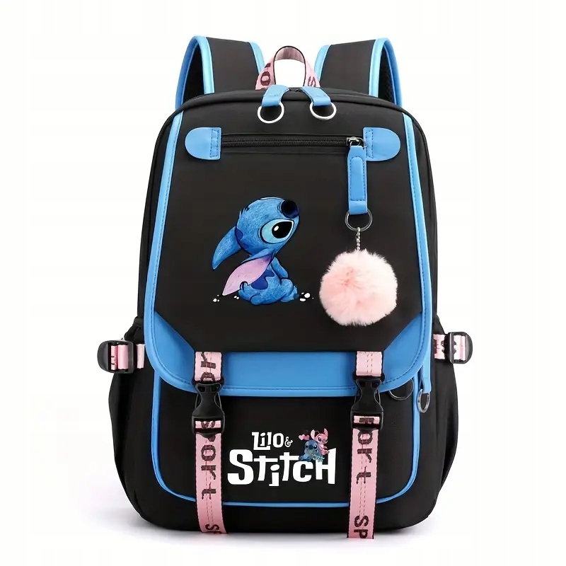 Disney „Lilo & Stitch“ – Školský batoh 14 L s ružovým pom-pomom
