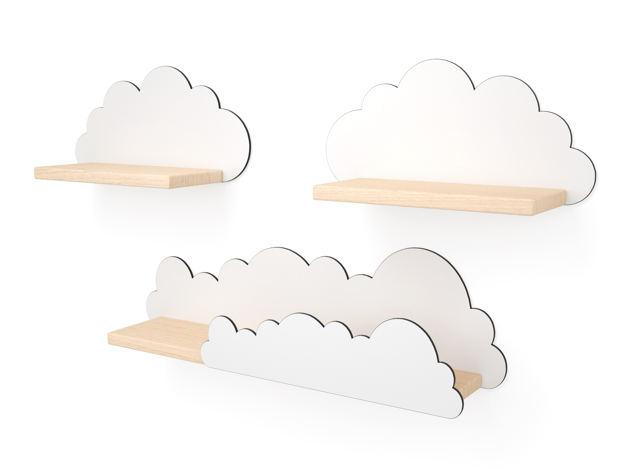 Nastavte 3x Set Cloud Poličky Cloud