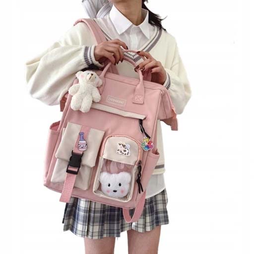 Pink Youth School Backpack + prívesok