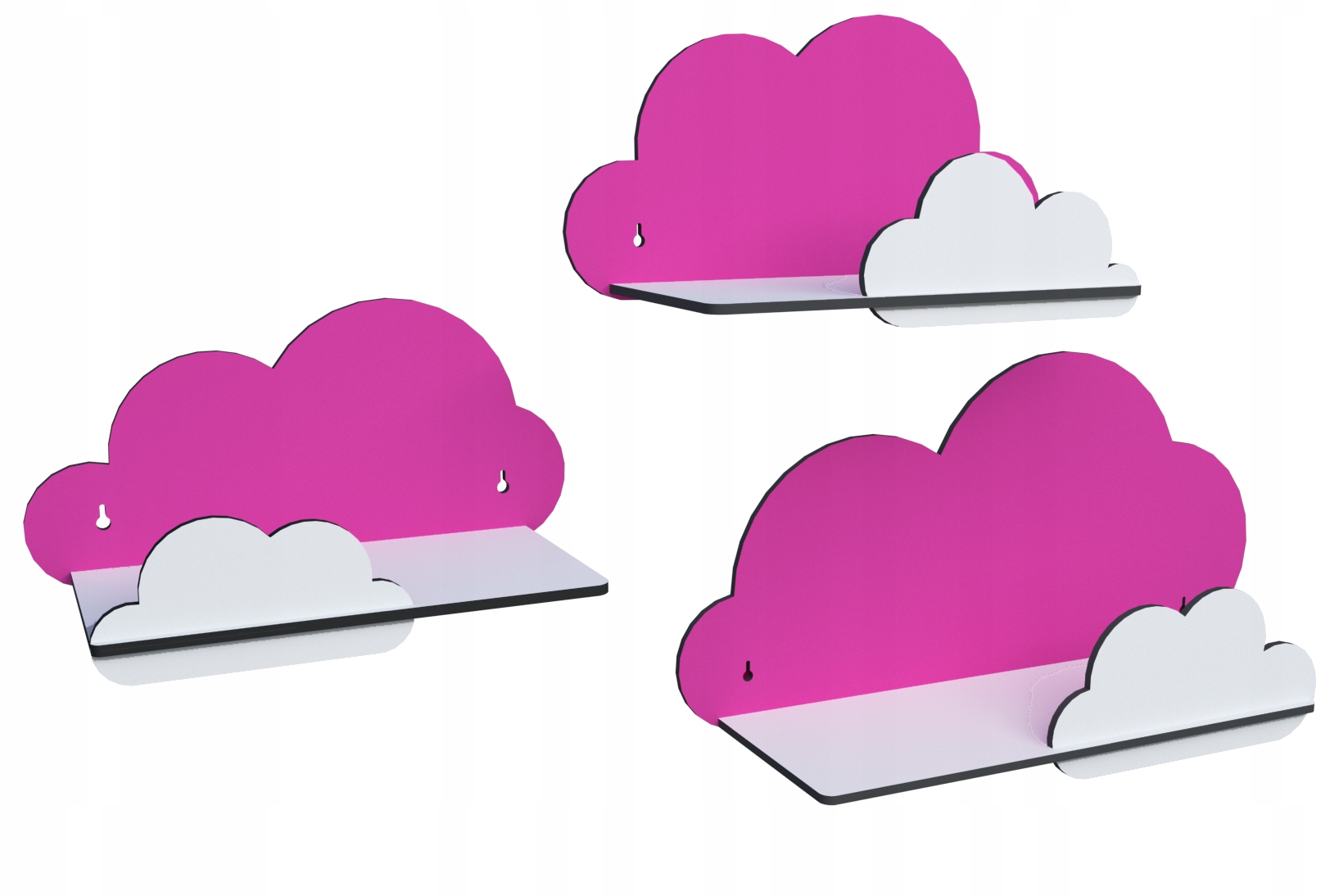 Cloud Poličky pre detskú izbu súpravy 3 počítače