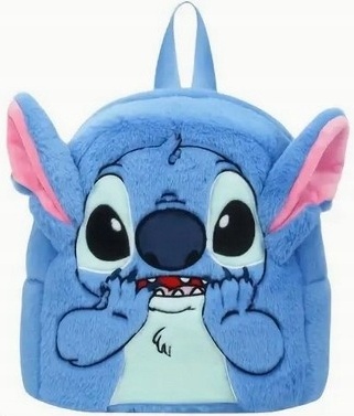 Unisex Batoh Lilo a Stitch v modrom plyši - dokonalý na školu a preddetskú škôlku