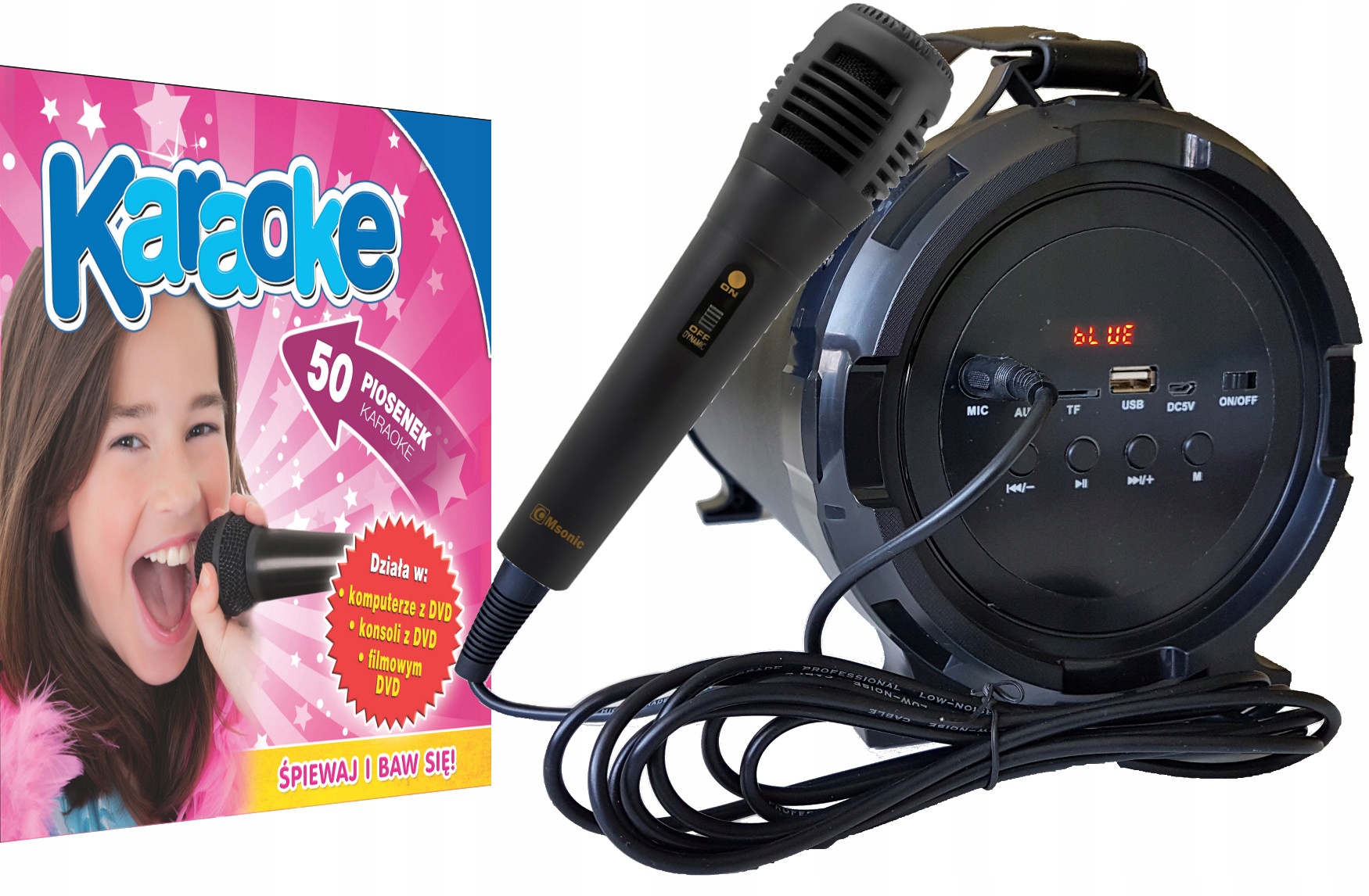 Karaoke DVD sada, veľký reproduktor BT, mikrofón