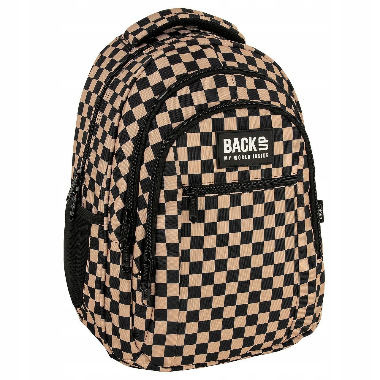 Módny školský batoh BackUP pre dievčatá s šachovnicovým vzorom