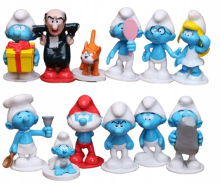 Figúrka - 12x DARČEKOVÁ SÚPRAVA ŠMURFOV DARČEKOVÝ SET GARGAMEL CLACK
