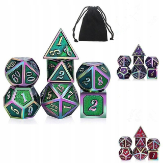 Sada kovových kostí 7 kusov/dúhová hrana