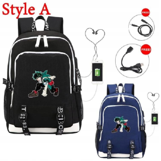 Anime My Hero Academia School Bag s USB Port Por por.
