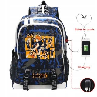 Anime haikyuu USB multifunkčných batohov mužov