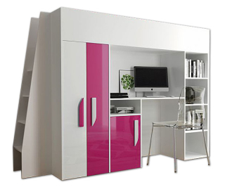 Mezzanine Bed Desk rebrík šatníka 15