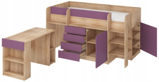 Mezzanine posteľ s úsmevom s úsmevom P Sonoma/Purple
