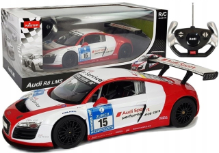 Auto R/C Audi R8 LMS Rastar 1:14 Biela a červená