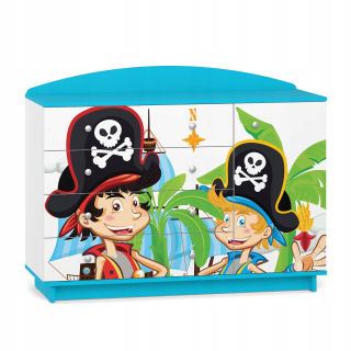 Fairytale hrudník zásuviek pre chlapca Cod04 modrá biela tlač