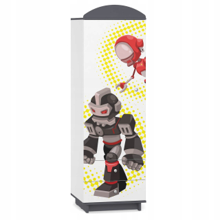 Rozprávkové detské šatníky W01 Šedé roboty biele