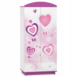 Rozprávkové detské šatníky W02 Hearts Purple UV Print