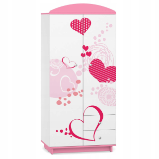 Rozprávkové detské šatníky W03 Pink Print Hearts