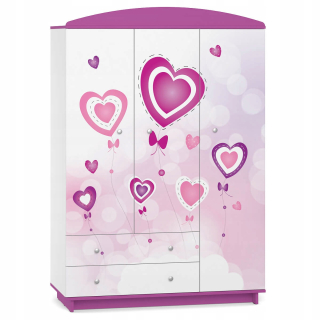 Rozprávkové detské šatníky W06 Hearts Purple UV Print