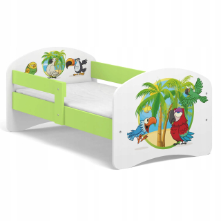 Rozprávková detská posteľ B01 140x70 Zelený motív