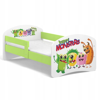 Rozprávková detská posteľ B02 160x80 Zelené motívy