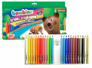 Bambino hrubé trojuholníkové ceruzky24 farba + úroveň