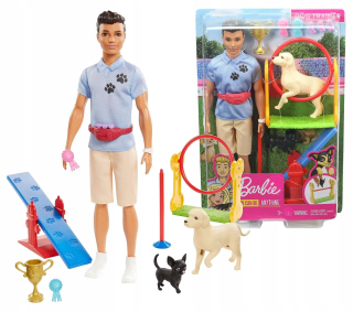 Barbie Doll Ken Dog Trainer Set Gjm34