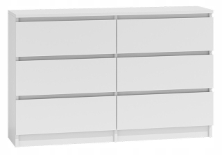 Biela marcysia komoda so 6 zásuvkami 120 cm rohož