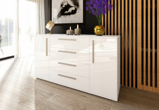 Biela komoda na leskovanie Pasné zásuvky 160x89 hĺbka 48