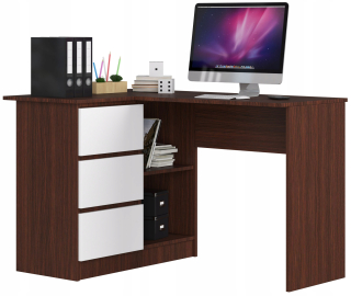 Rohový stolný notebook B16 vľavo 124 cm wenge-biały