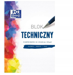 Technický blok A3/10K 250 g biele (10ks) Oxford
