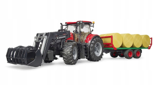 Bruder 03198 Tractor Case + Trailer s balíkmi