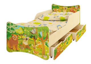 BestForkids Bed+Rám+matrac+zásuvky 90x200