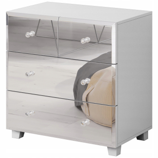 Biely komoda so zásuvkami - zrkadlové čely 72 cm