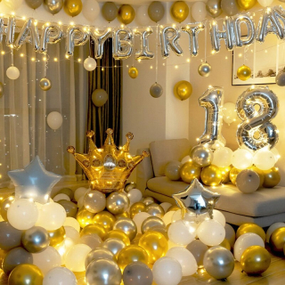 DECOORTY NARODENÁ STRÁNKA BALLONS STATOVANÉ ZLATÉ