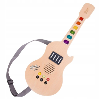 Klasická svetová drevená elektrická gitara svieti