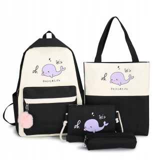 Black Backpack School Youth Set Bag