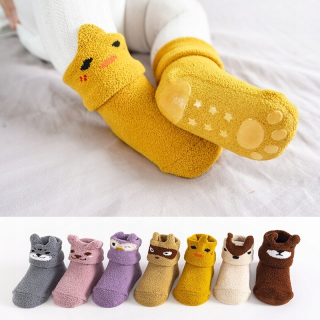 Koralové fleece baby anti sklz podlahové ponožky jeseň