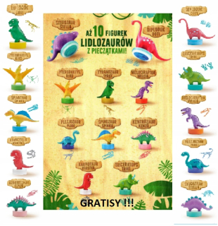 Dinosaury s figúrkami Lidl 10 Lidlosaurs a 2 freebies