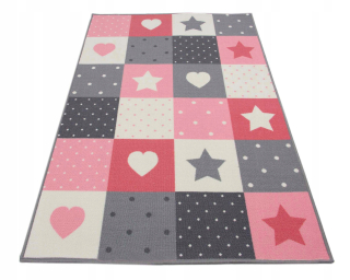 Pre deti, koberec Pink Heart Stars 200x300