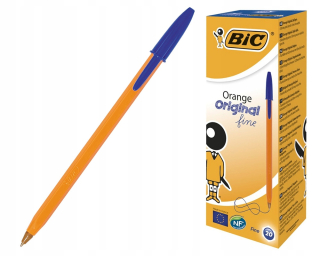 Oranžové originálne jemné modré pero 20 ks BIC