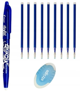 Pilotné frixionálne pero + elastické + 9 náhradné vložky