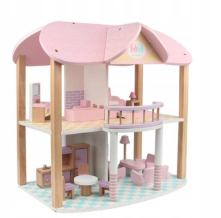 Dollhouse Drevené veľké 3 poschodia + nábytok