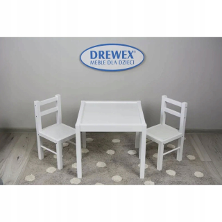 Drewex Set Table + 2 biele/biele stoličky