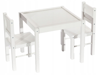 Drewex Set Table + 2 biele/sivé stoličky