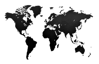 Drevená mapa sveta na stene 130 x 78 cm čierna