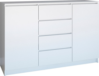 Veľká biela zásuvka 140 cm 4 zásuvky 2 dvere podložka