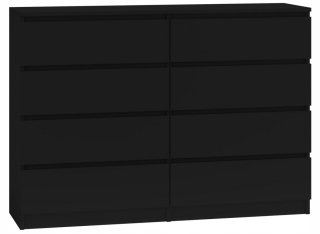 Veľká čierna komoda skrinka 8 zásuviek Marcysia 140 cm