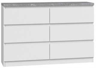 Veľká komoda so 6 zásuvkami 120 cm bielych