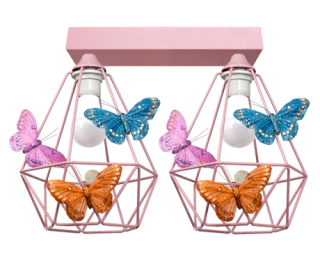 Veľká stropná lampa Butterfly 2 ružová - môžete LED LED