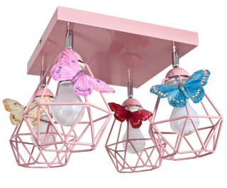 Veľká stropná lampa Butterfly 4 Pink - môžete LED LED